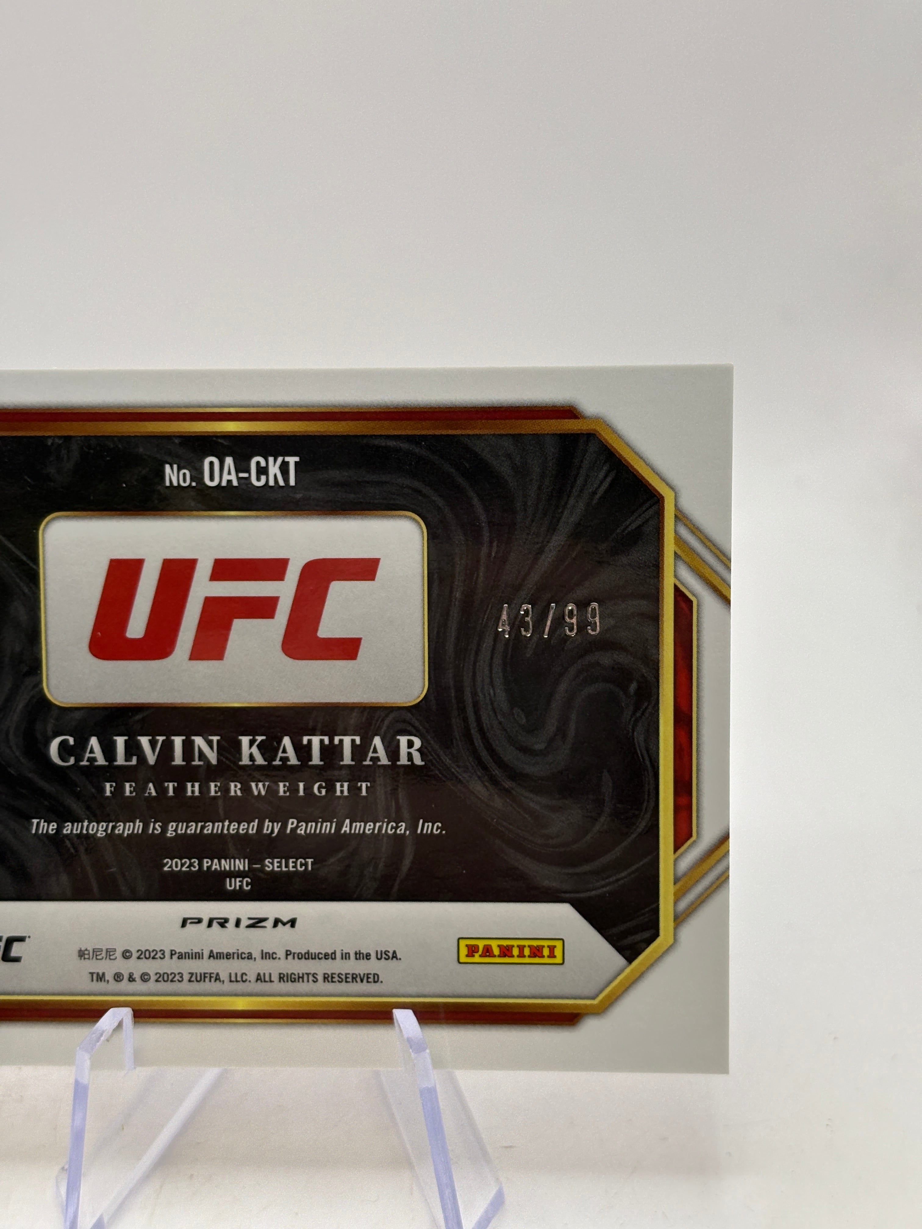 2023 Panini Select UFC #OA-CKT Calvin Kattar Octagon Action Auto /99 Red